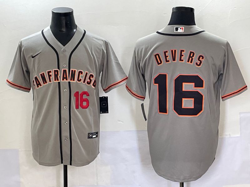 Men 2025 San Francisco Giants #16 Devers Grey Game Nike MLB Jersey style 42->san francisco giants->MLB Jersey